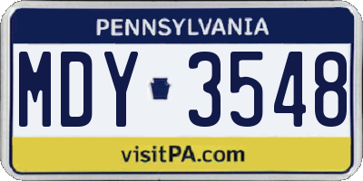 PA license plate MDY3548