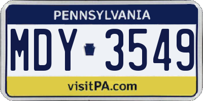 PA license plate MDY3549