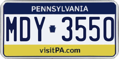 PA license plate MDY3550