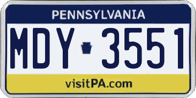 PA license plate MDY3551