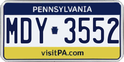 PA license plate MDY3552