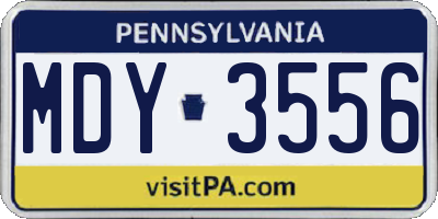 PA license plate MDY3556