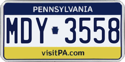 PA license plate MDY3558