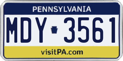 PA license plate MDY3561