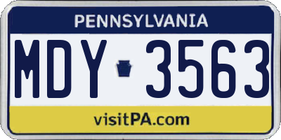PA license plate MDY3563