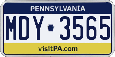 PA license plate MDY3565
