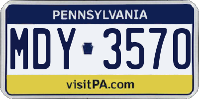 PA license plate MDY3570