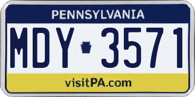PA license plate MDY3571