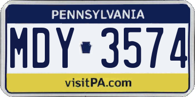 PA license plate MDY3574