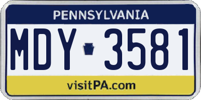 PA license plate MDY3581