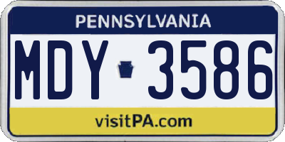 PA license plate MDY3586