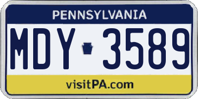 PA license plate MDY3589