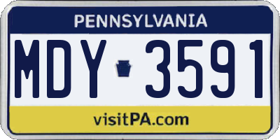 PA license plate MDY3591