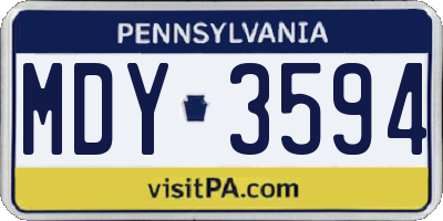 PA license plate MDY3594