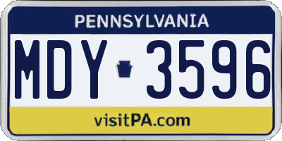 PA license plate MDY3596