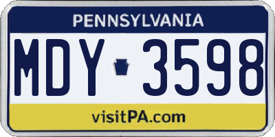 PA license plate MDY3598
