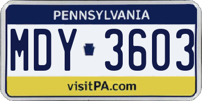 PA license plate MDY3603