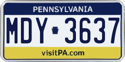 PA license plate MDY3637
