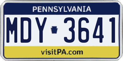 PA license plate MDY3641