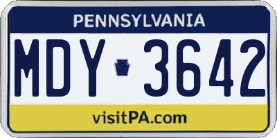 PA license plate MDY3642