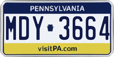 PA license plate MDY3664