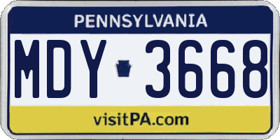 PA license plate MDY3668