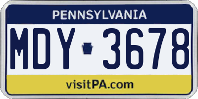 PA license plate MDY3678
