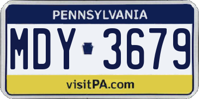 PA license plate MDY3679