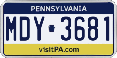 PA license plate MDY3681