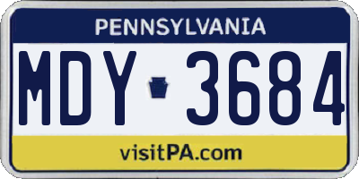 PA license plate MDY3684