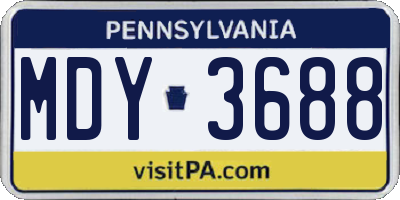 PA license plate MDY3688
