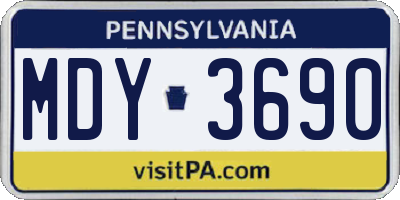 PA license plate MDY3690