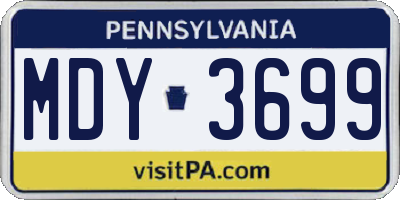PA license plate MDY3699