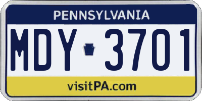 PA license plate MDY3701