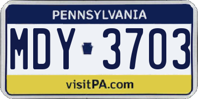 PA license plate MDY3703