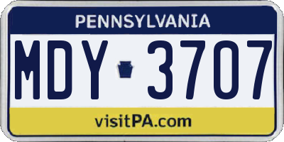 PA license plate MDY3707