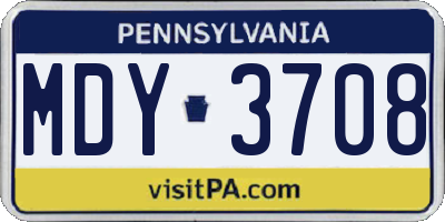 PA license plate MDY3708
