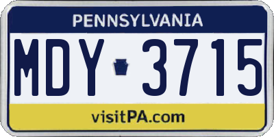 PA license plate MDY3715