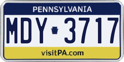 PA license plate MDY3717