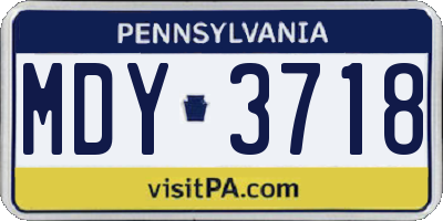 PA license plate MDY3718