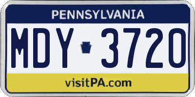 PA license plate MDY3720