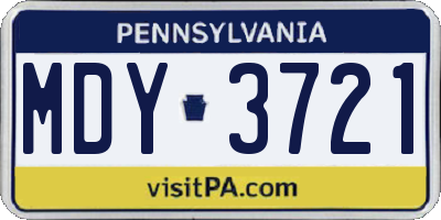 PA license plate MDY3721