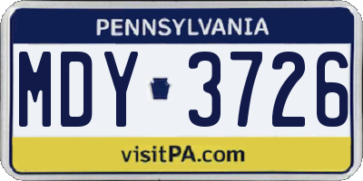 PA license plate MDY3726