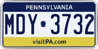 PA license plate MDY3732