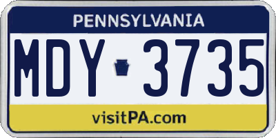 PA license plate MDY3735