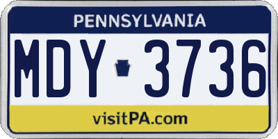 PA license plate MDY3736
