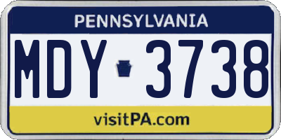 PA license plate MDY3738