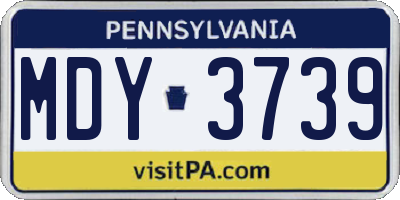 PA license plate MDY3739