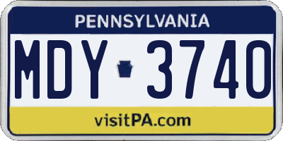PA license plate MDY3740