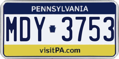 PA license plate MDY3753